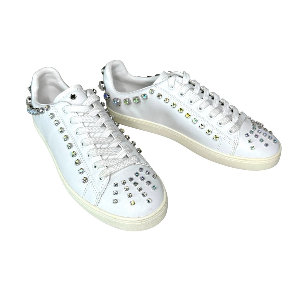 Stuart Weitzman Goldie Shine Crystal Embellished Sneakers Size 8.5 Fits a 9